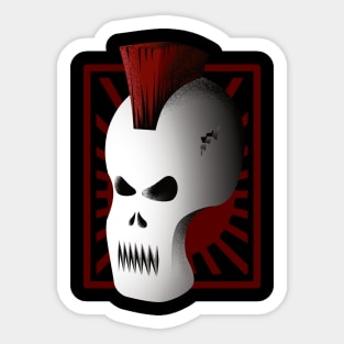 Punk Skull with Red Mohawk | Metal Skull Mask Sticker